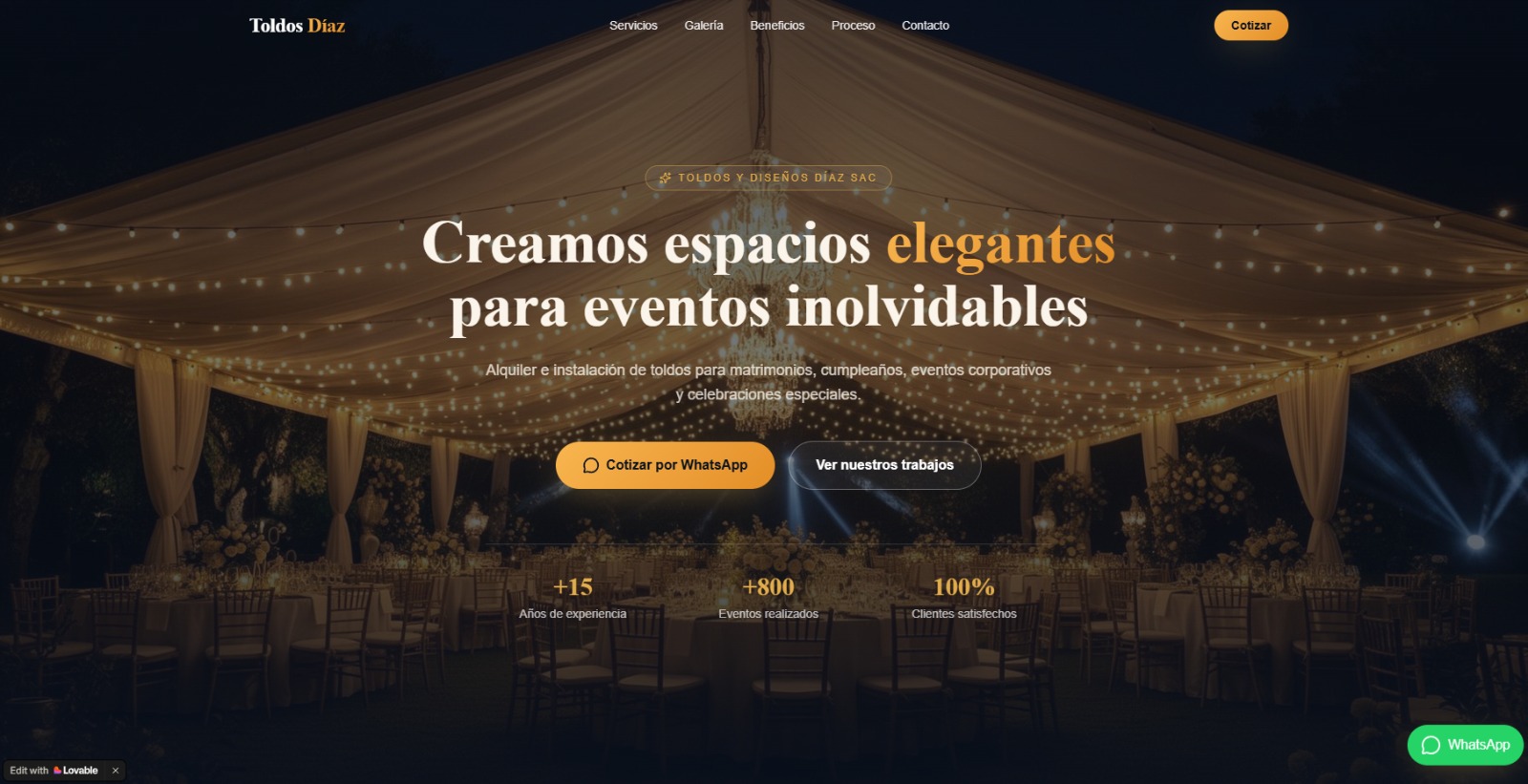 Toldos Díaz — Eventos (Ejemplo)